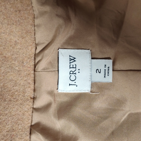 J. Crew City Coat Wool High Collar Long Winter Coat Tan Brown 2 - Picture 14 of 16